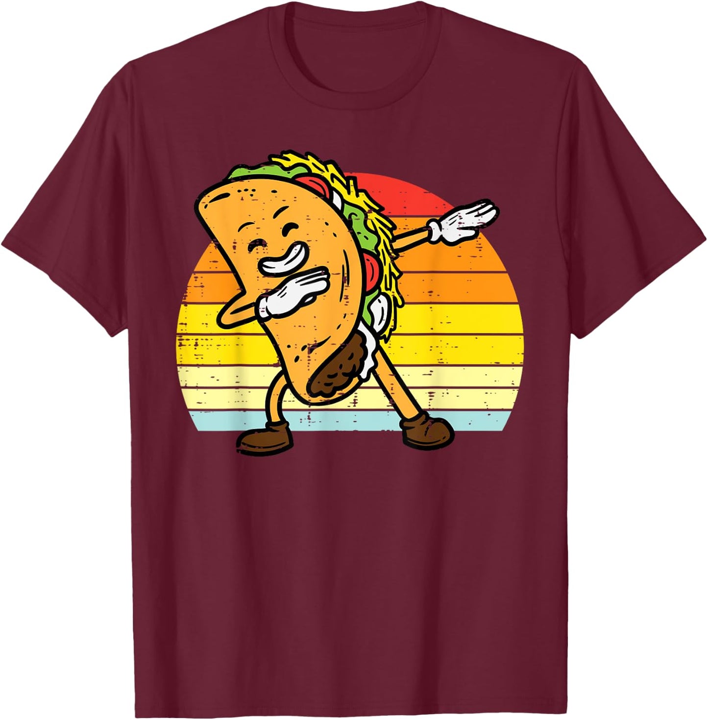 Dabbing Taco Dab Retro Cinco De Mayo Men Boys Youth Kids T-Shirt - T-Shirt | Maroon