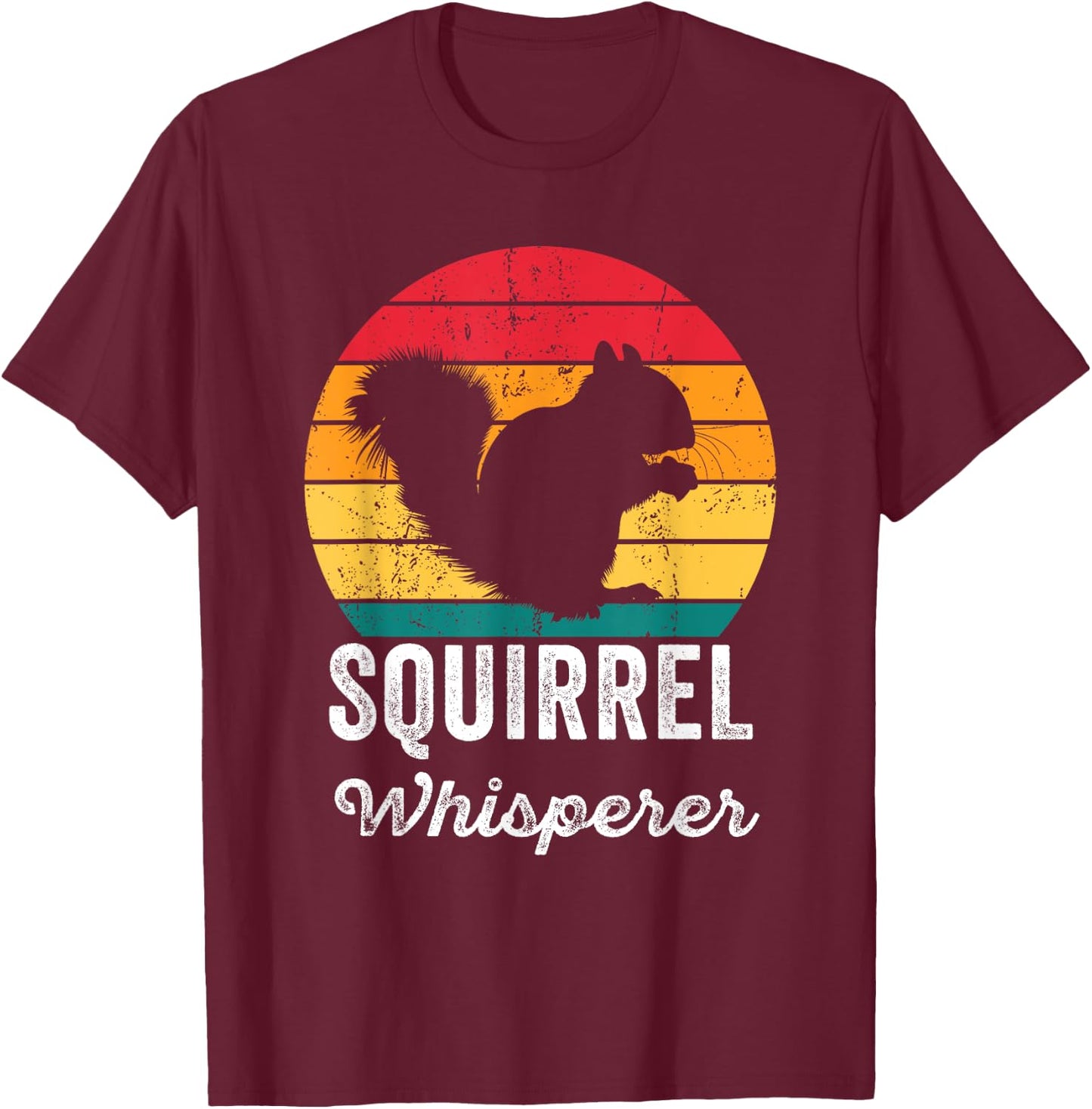 Squirrel Whisperer Vintage Squirrel Lover Men Women Kids Fun T-Shirt - T-Shirt | Maroon