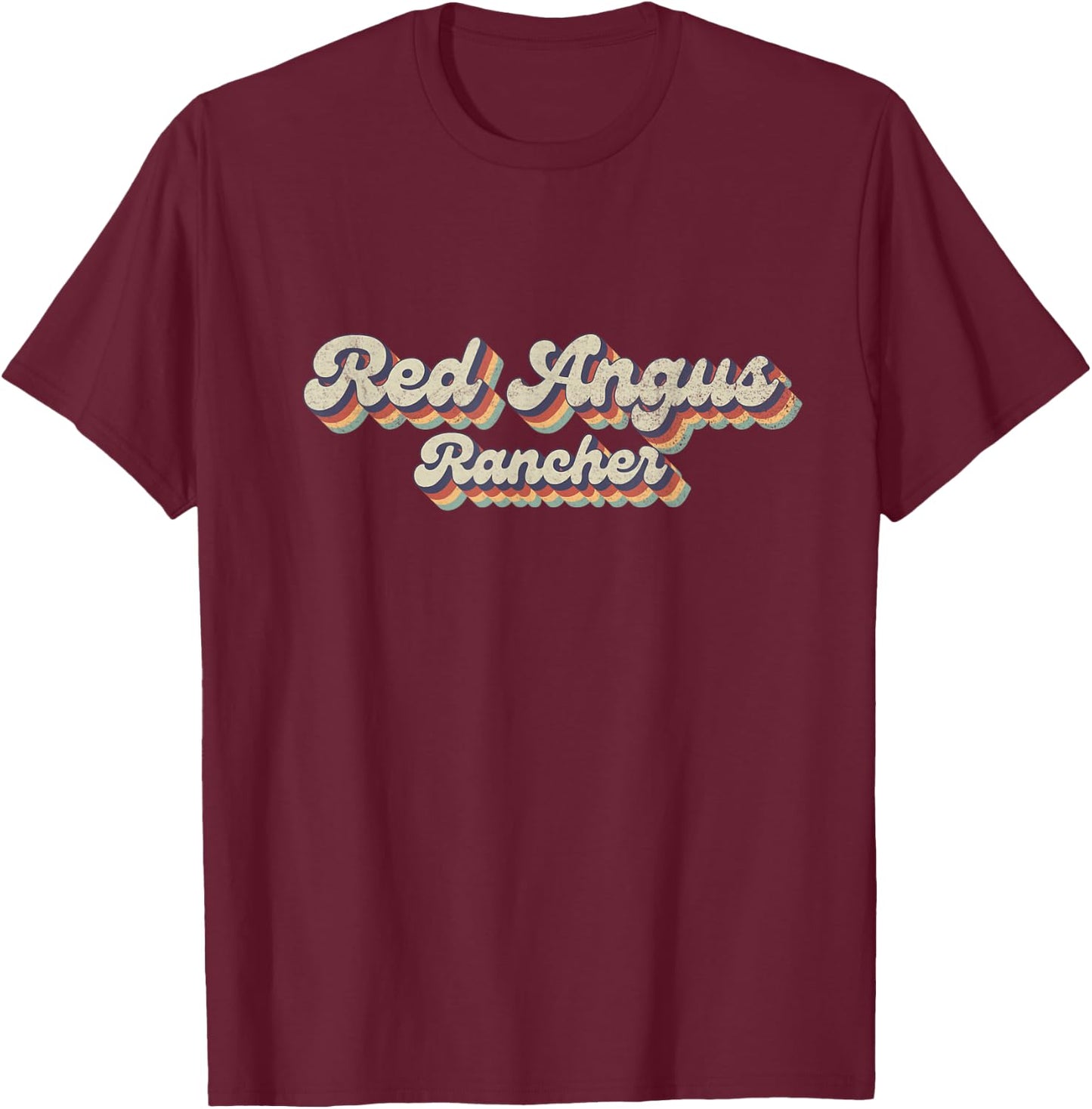 70's Cattle - Vintage Cow Rancher Red Angus T-Shirt - T-Shirt | Maroon
