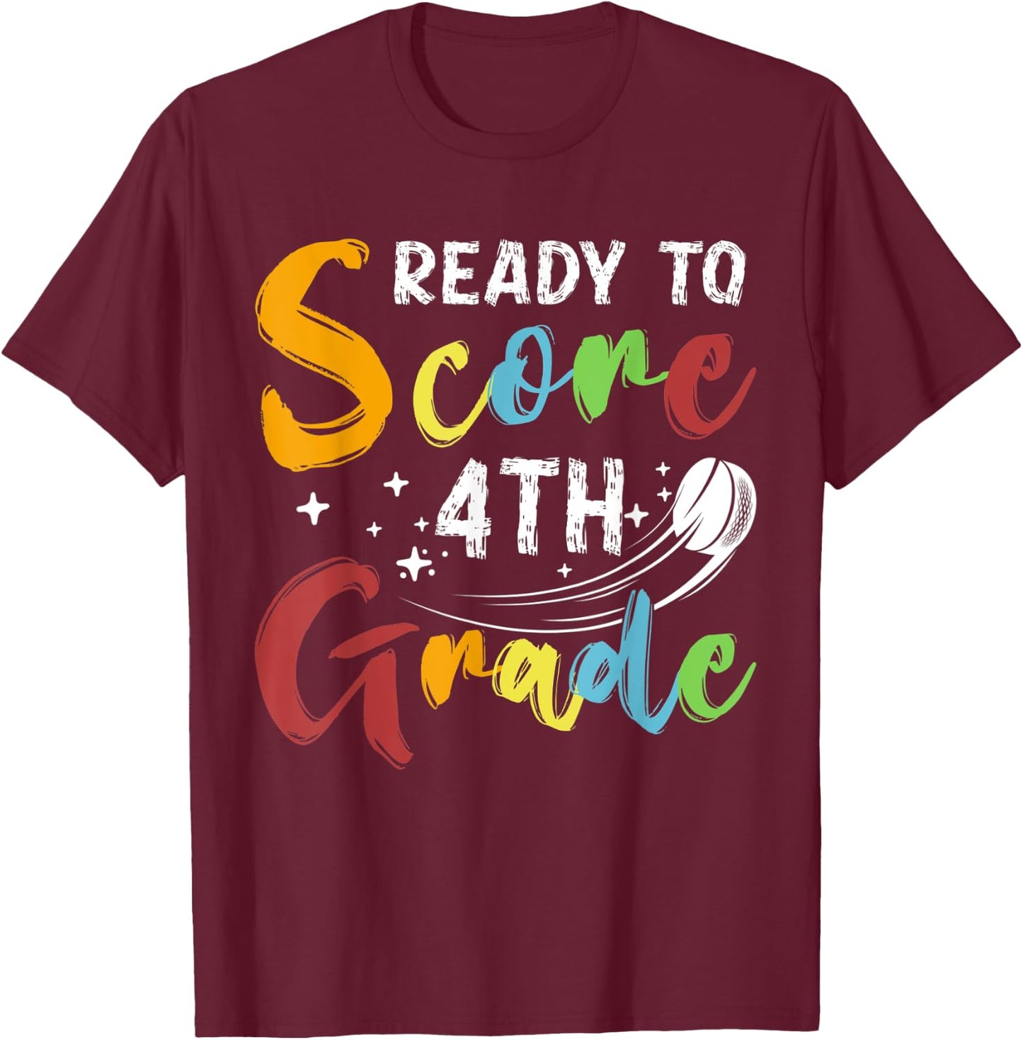Funny 4th Grade Ready To Score Hockey Puck Back To School T-Shirt - T-Shirt | Maroon