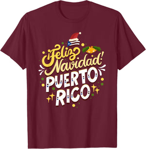 Feliz Navidad Puerto Rico - Christmas Wishes From Boricua T-Shirt - T-Shirt | Maroon