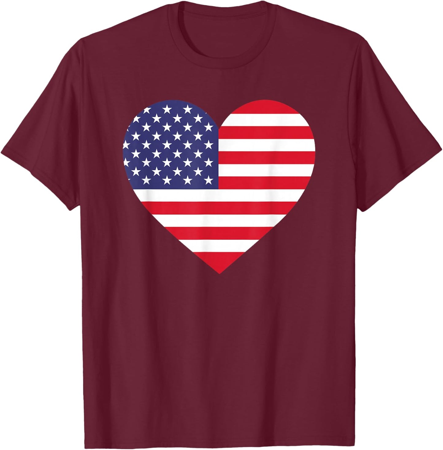 American Flag Heart 4th of July USA Love Patriotic Pride T-Shirt - T-Shirt | Maroon