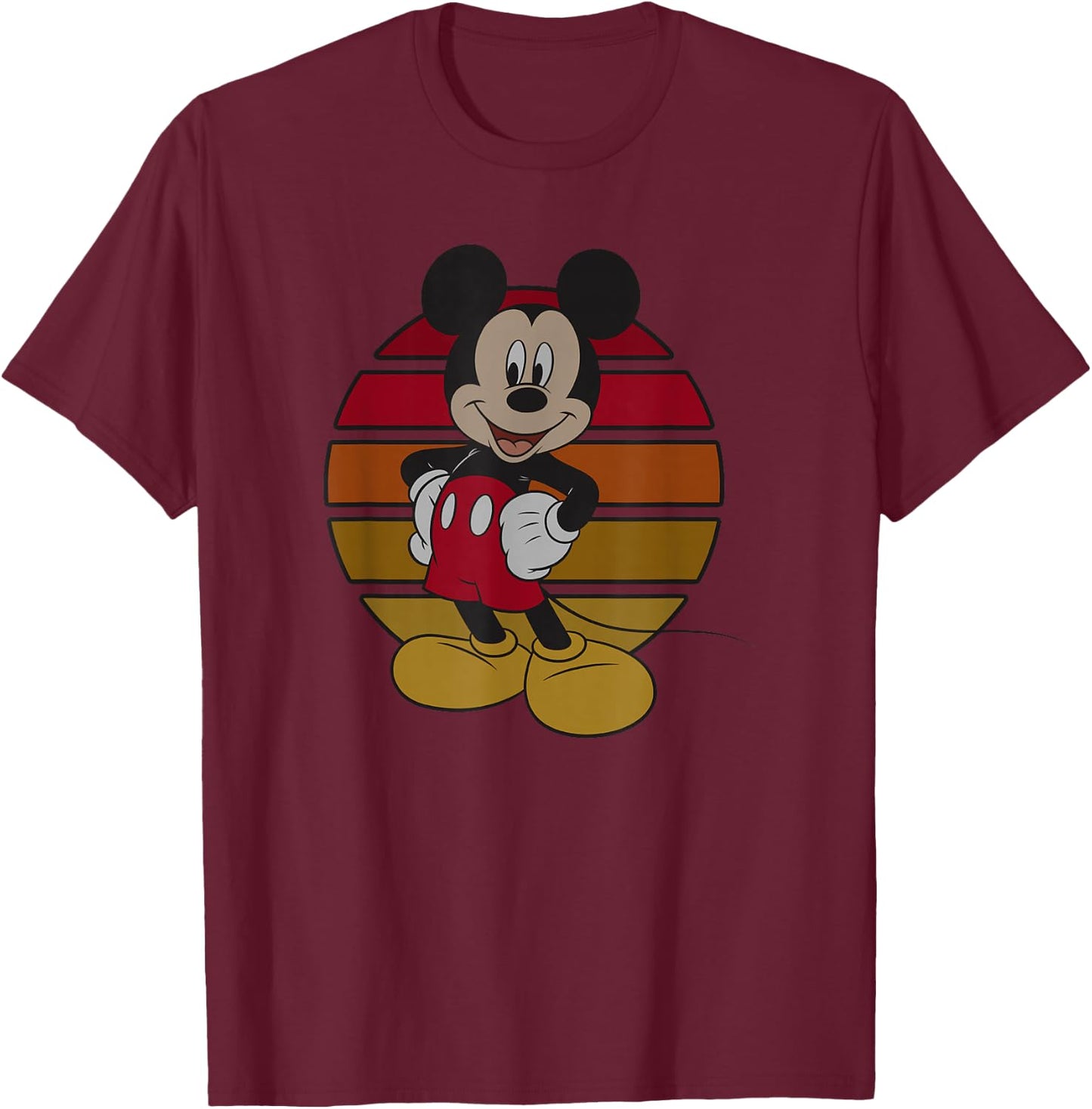 Disney Mickey Classic Mickey Split Sunset Poster T-Shirt - T-Shirt | Maroon