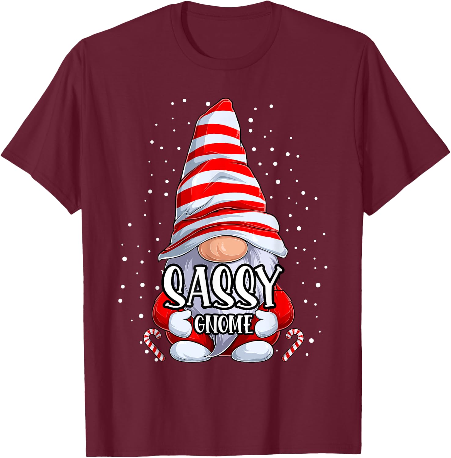 Sassy Gnome christmas pajamas matching family group T-Shirt - T-Shirt | Maroon