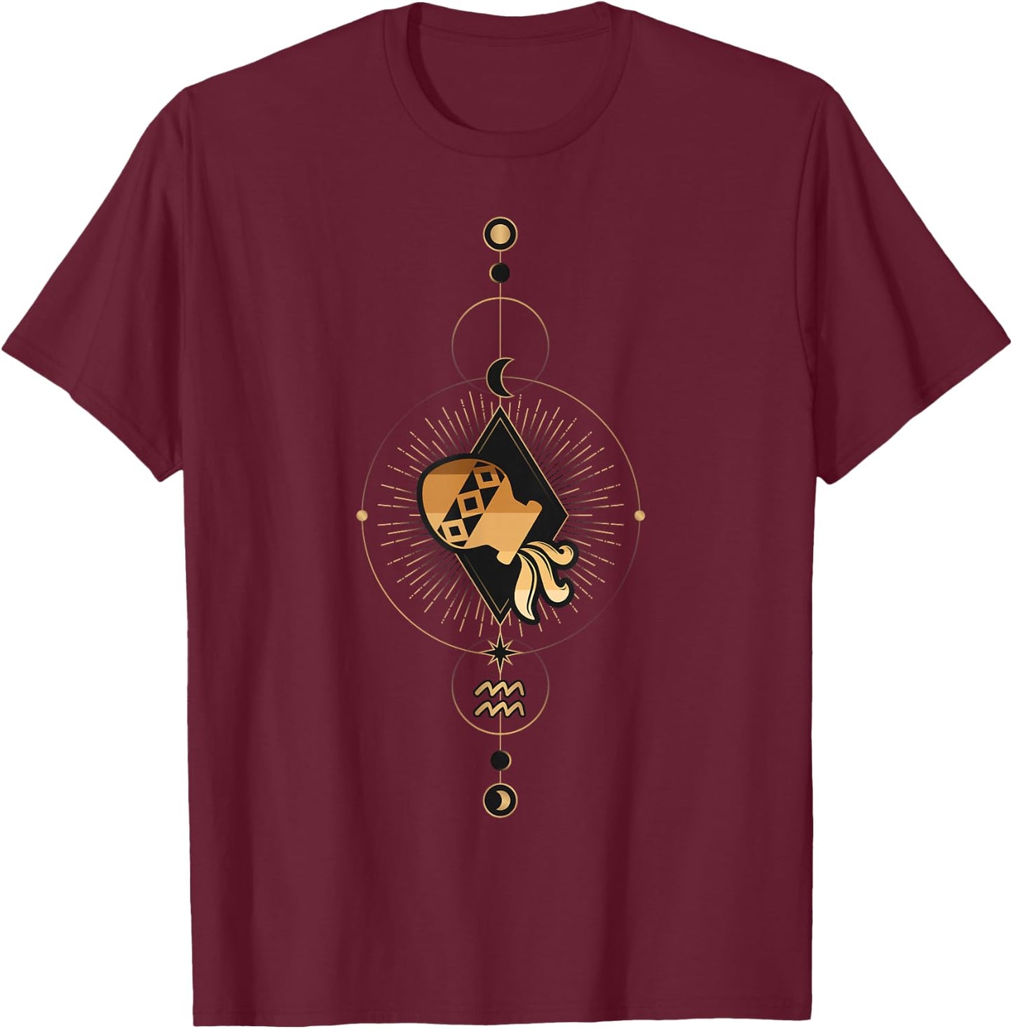 Aquarius Zodiac Sign Black History Month BLM Horoscope T-Shirt - T-Shirt | Maroon