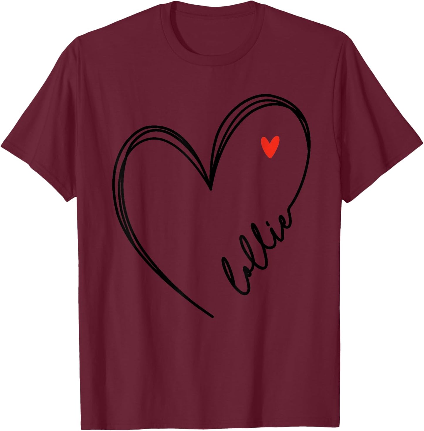 Cute lollie With Heart Girl Women Mom Mother T-Shirt - T-Shirt | Maroon