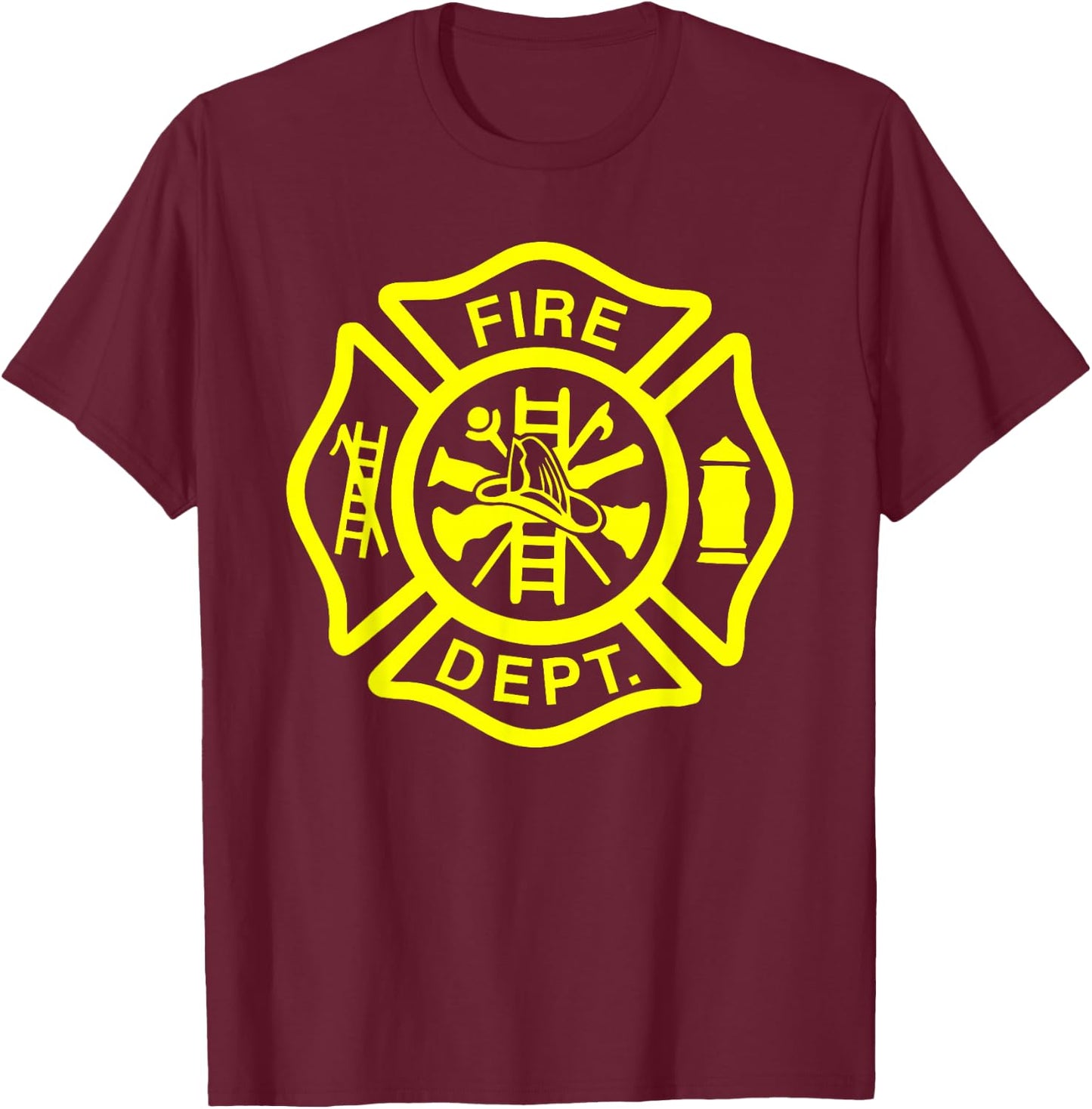 Fire Department Logo Uniform Fireman Symbol Firefighter Gear T-Shirt - T-Shirt | Maroon