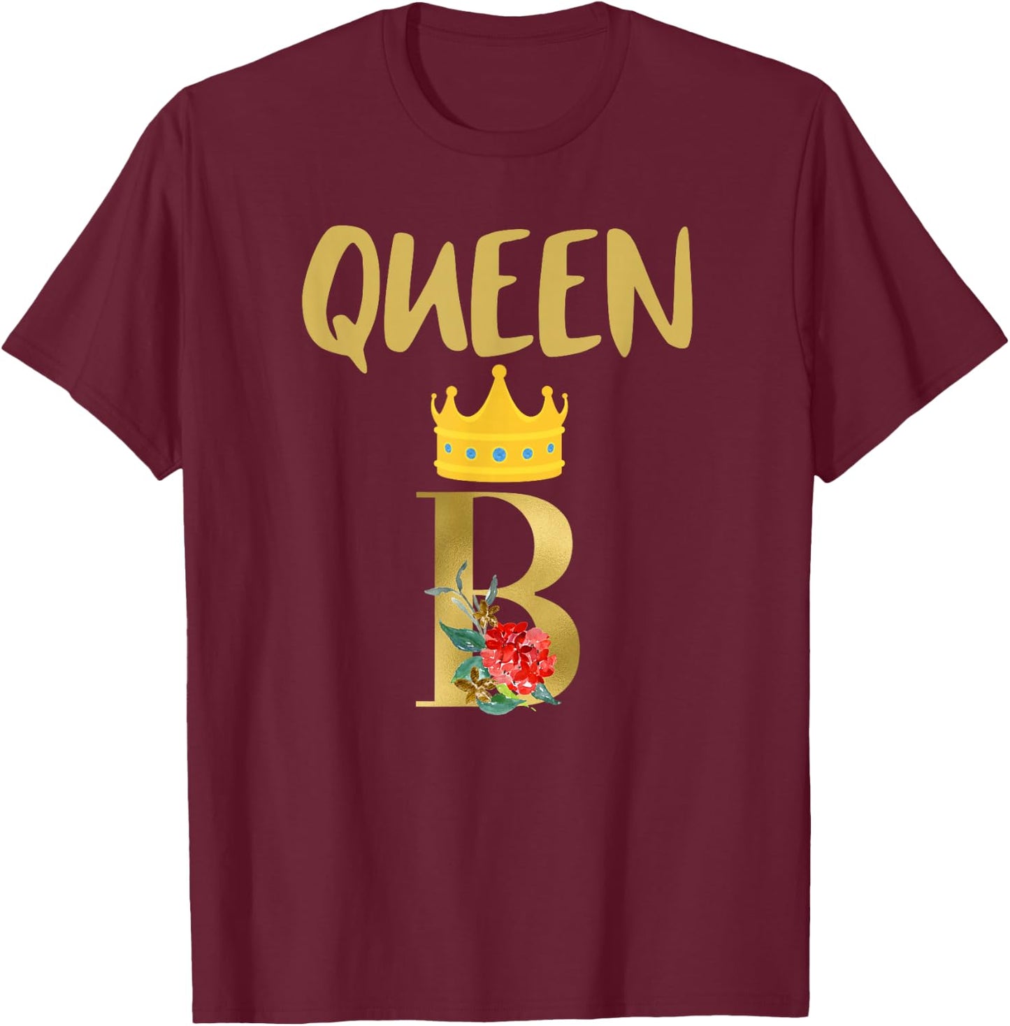 Queen B Diva, floral, crown T-Shirt - T-Shirt | Maroon