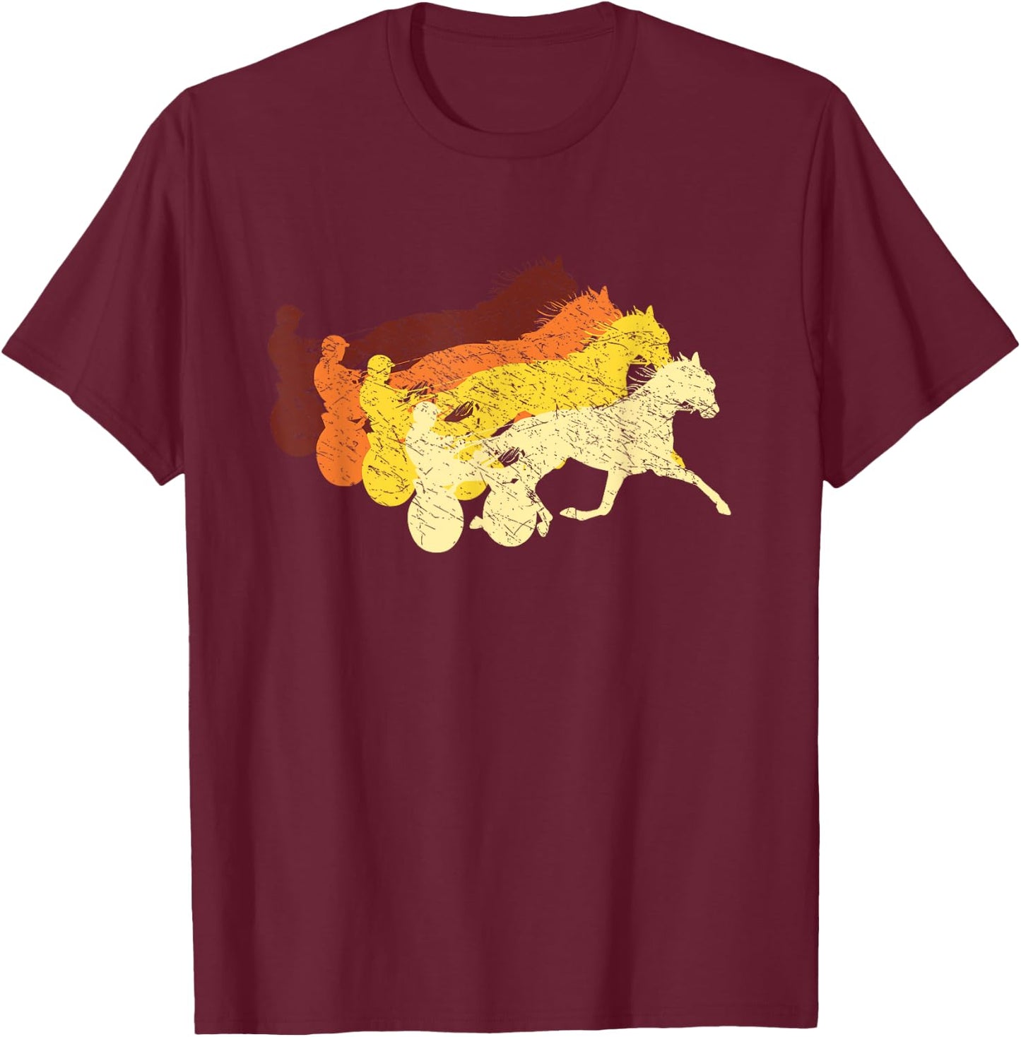 Retro Harness Racing Horse Racing Trotting Harness Racer T-Shirt - T-Shirt | Maroon