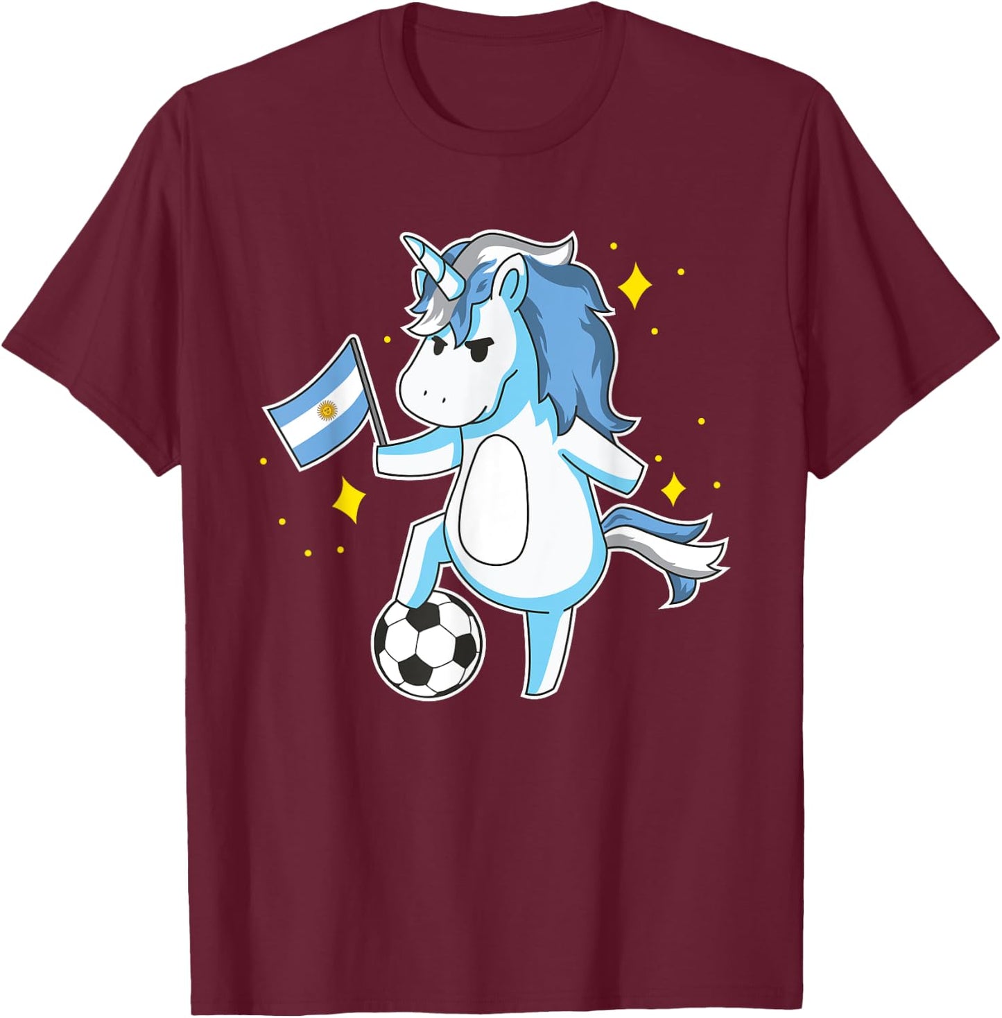 Soccer Unicorn Argentina Jersey Design Argentinian Football T-Shirt - T-Shirt | Maroon
