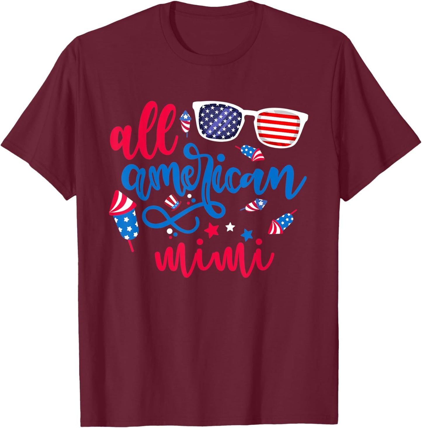 All American Mimi 4th of July Grandma Mama Patriotic Women T-Shirt - T-Shirt | Maroon