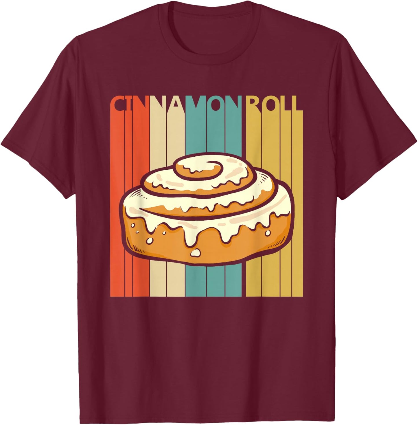 Vintage Retro Cinnamon Roll T-Shirt - T-Shirt | Maroon