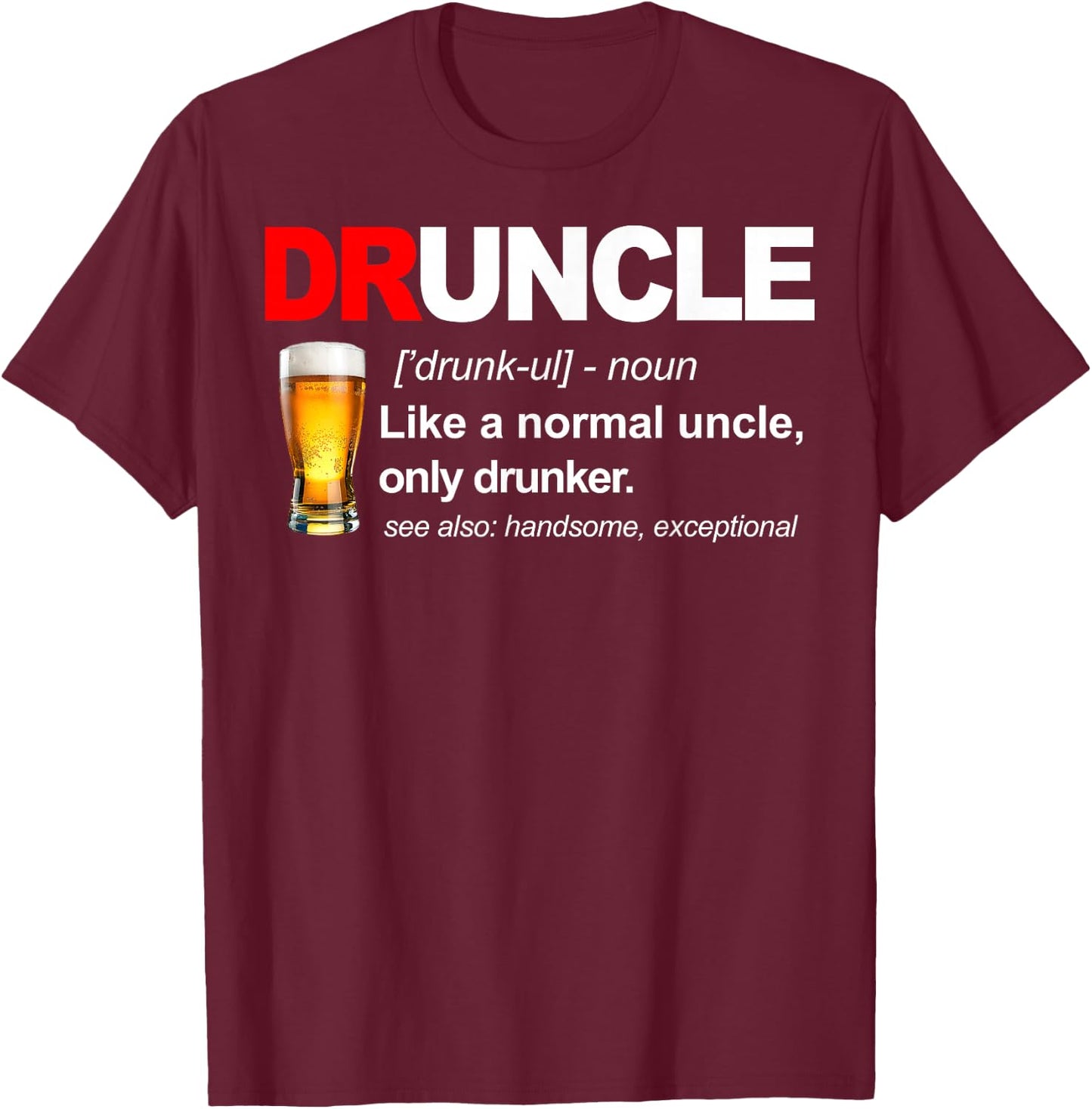 Vintage Druncle Funkle Beer Funny For Drunk Uncle T-Shirt - T-Shirt | Maroon