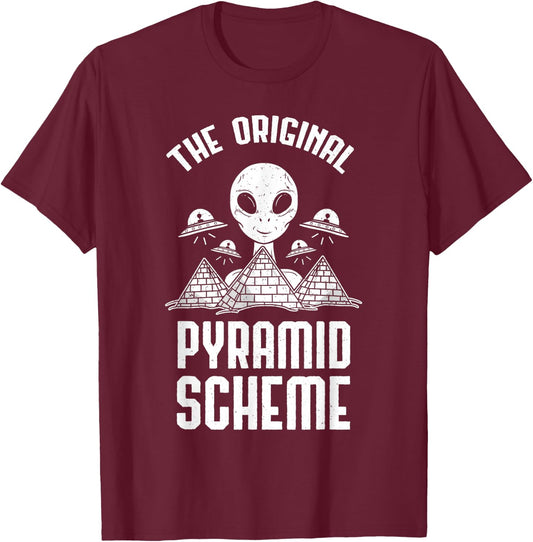 Pyramid Scheme Ancient Astronaut Egyptian Pyramid Alien T-Shirt - T-Shirt | Maroon