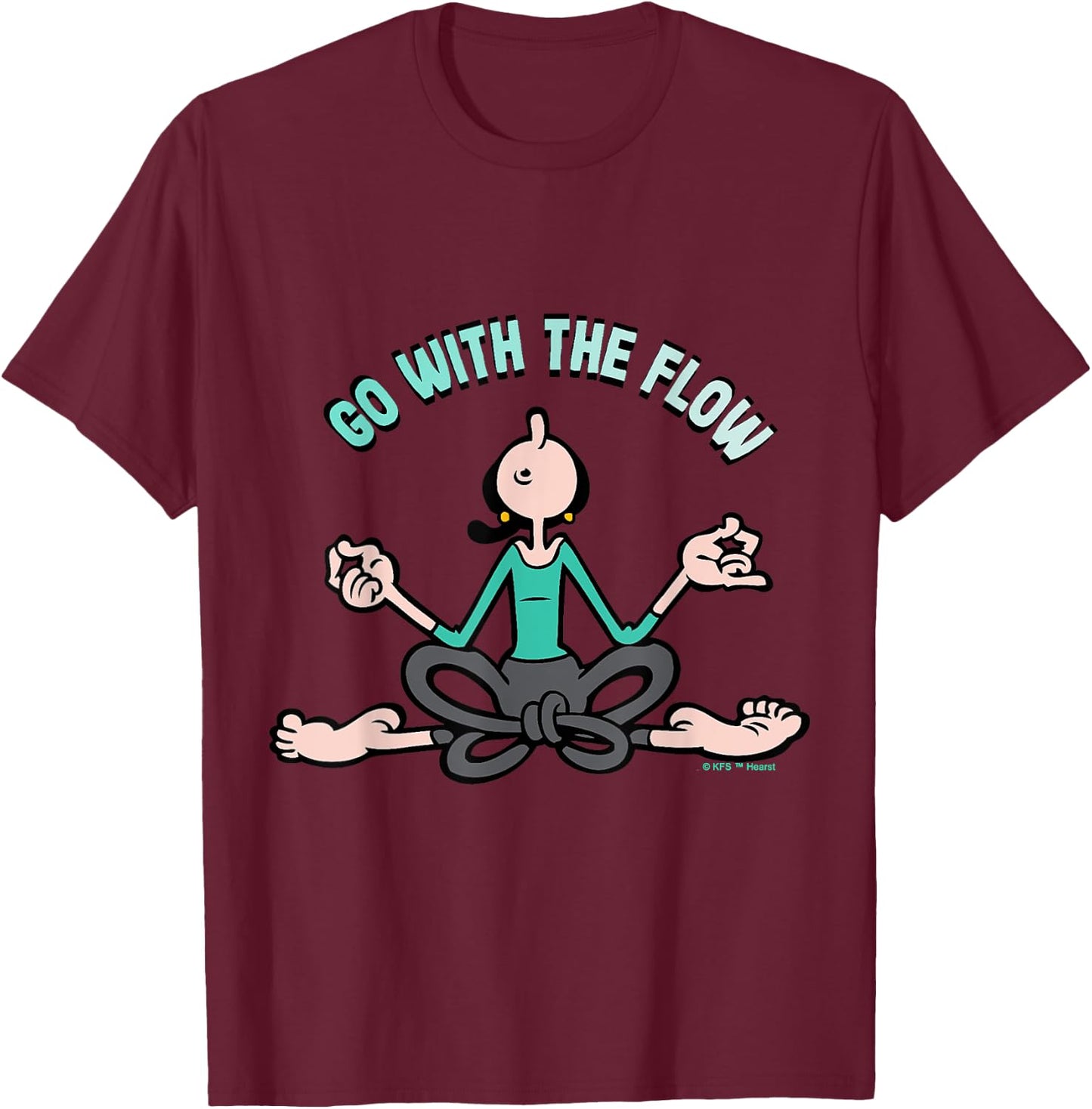 Olive Oyl "Go with the Flow" Yoga for Humanity Day T-Shirt - T-Shirt | Maroon
