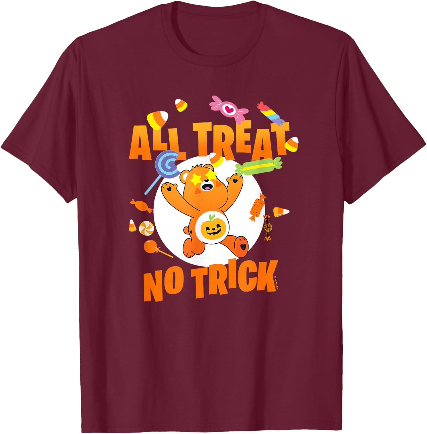 Care Bears Halloween Trick-or-Sweet Bear All Treat No Trick T-Shirt - T-Shirt | Maroon
