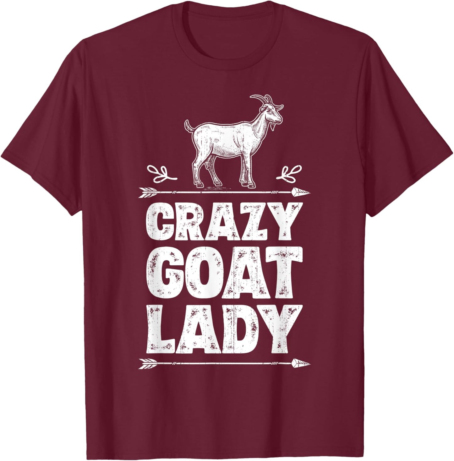 Crazy Goat Lady Girls Women Farmer Farm Animal Lover Vintage T-Shirt - T-Shirt | Maroon