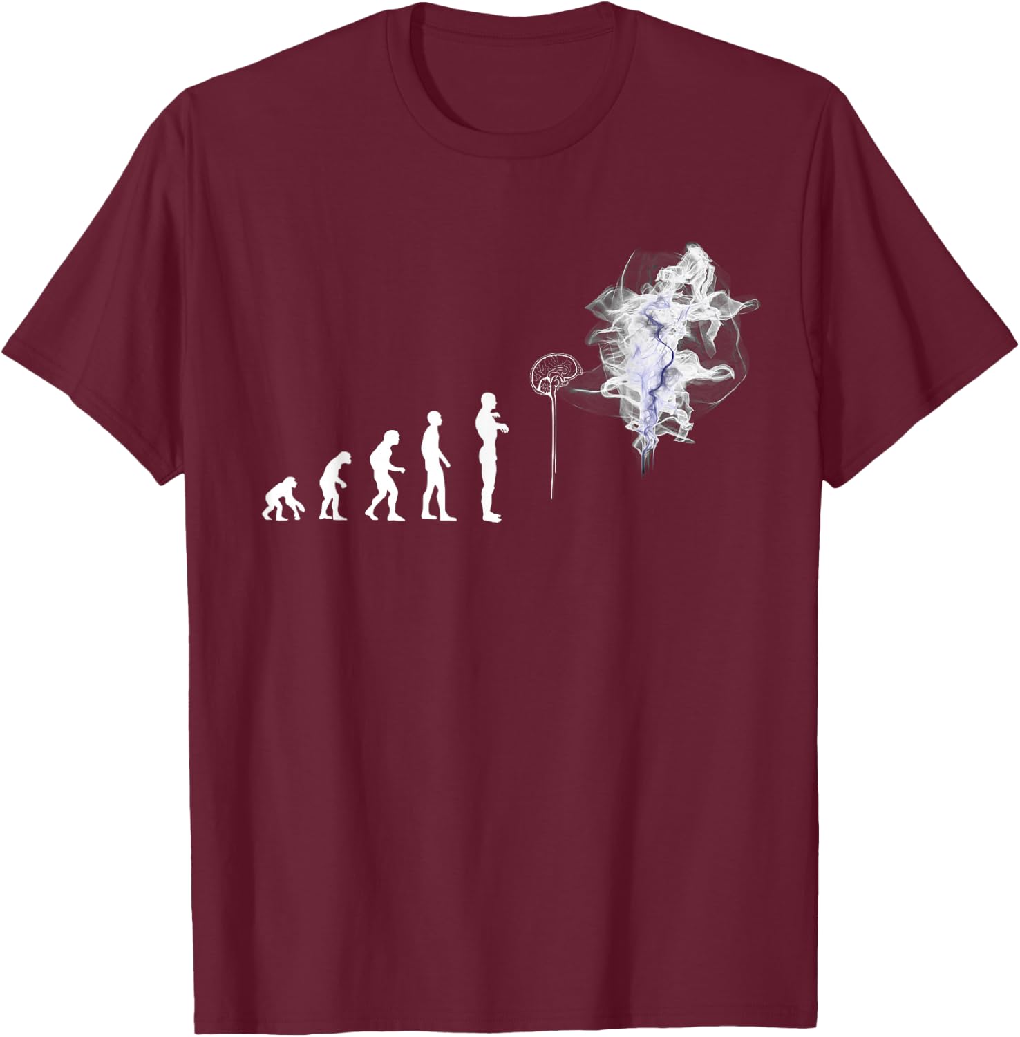 Human Evolution Chart AI Brain Artificial Intelligence T-Shirt - T-Shirt | Maroon