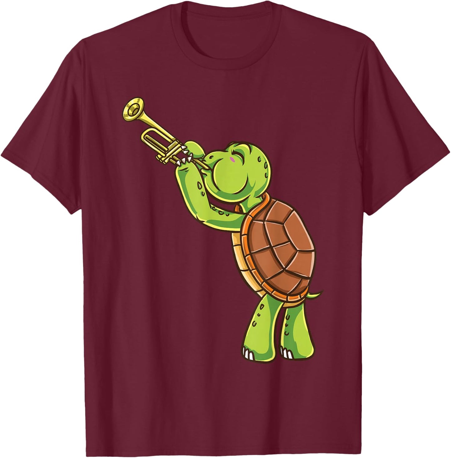 Turtle Playing Trumpet T-Shirt - T-Shirt | Maroon