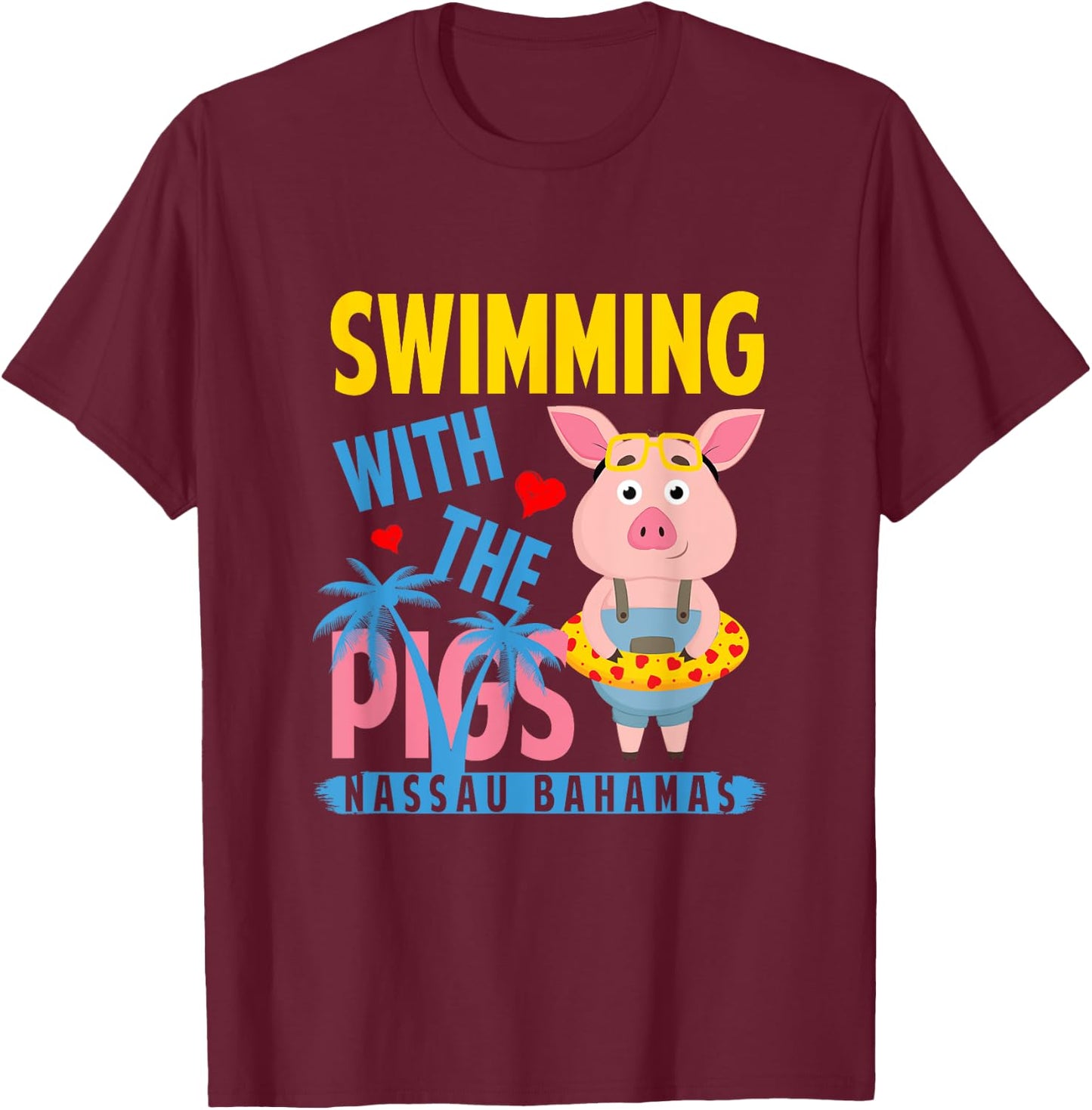Swimming With The Pigs Nassau Bahamas Hello Summer Beach Women T-Shirt - T-Shirt | Maroon