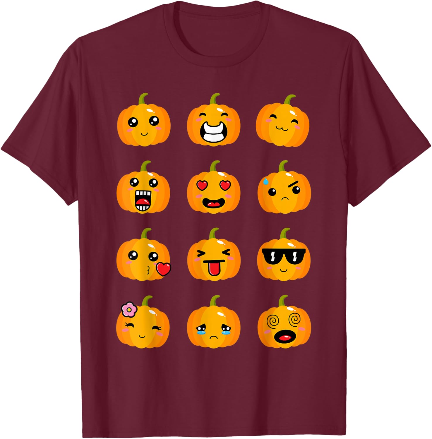 Halloween Pumpkins Emotions Cute little Pumpkins T-Shirt - T-Shirt | Maroon