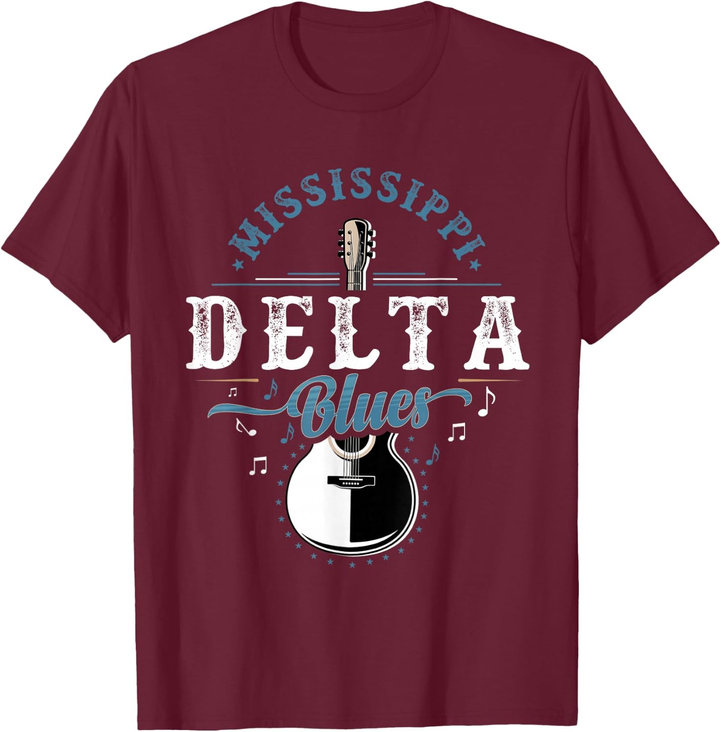 Blues Guitarist or Rock Music or Mississippi Delta Blues T-Shirt - T-Shirt | Maroon