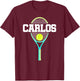 Carlos Name Tennis Player Boys Ball and Racket Sports Fan T-Shirt - T-Shirt | Maroon