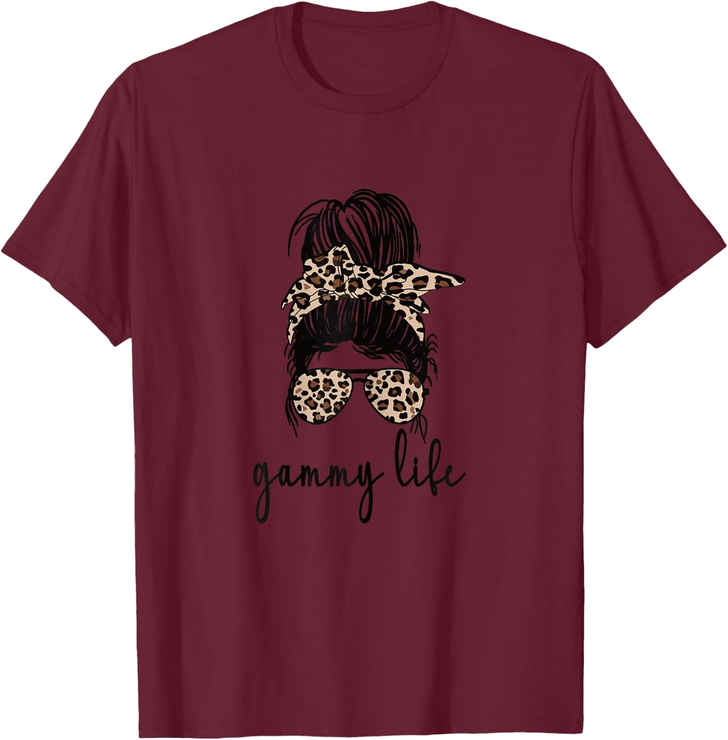 Gammy Life Grandma Messy Bun Gammy Grandmother T-Shirt - T-Shirt | Maroon