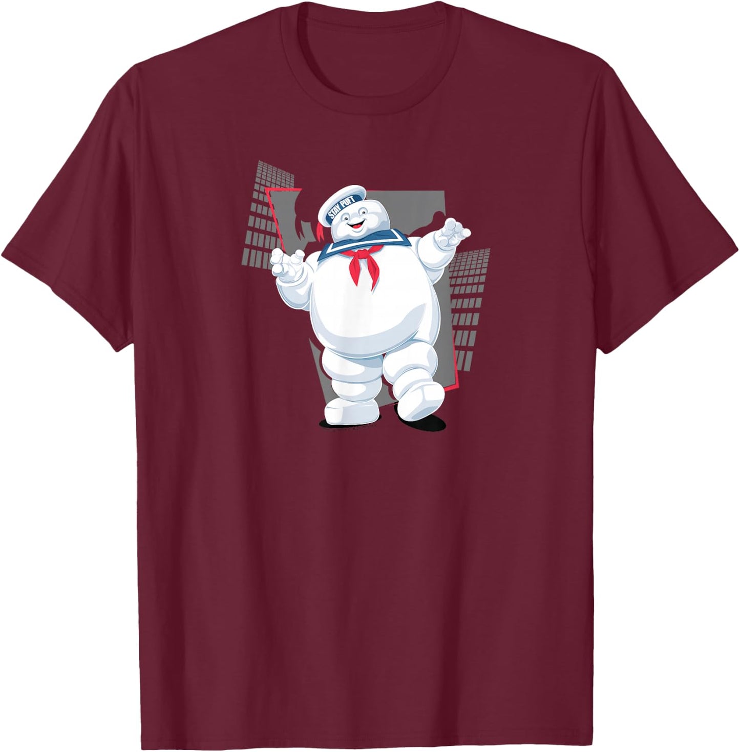 Ghostbusters Stay Puft Marshmallow Man Retro Movie T-Shirt - T-Shirt | Maroon