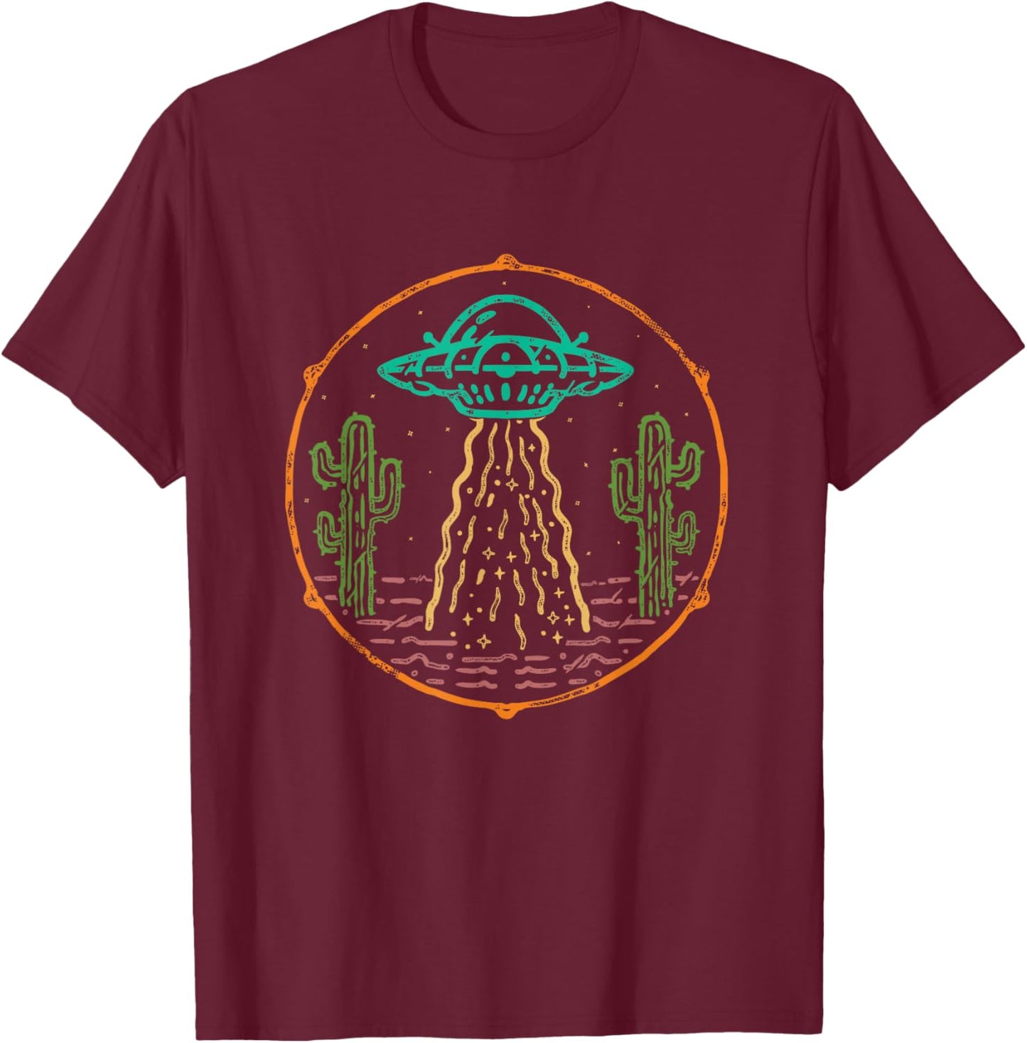 Retro UFO Aliens Extraterrestrial Outer Space Ship Galaxy T-Shirt - T-Shirt | Maroon