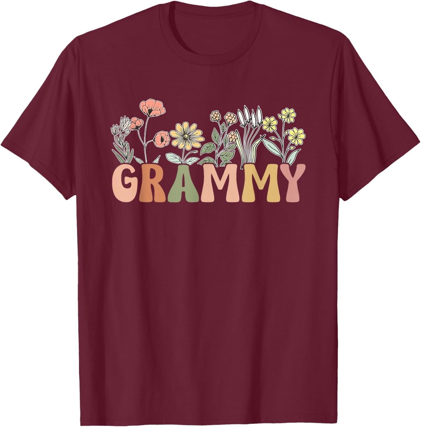 Grammy Wildflower Grandma Mother's Day Flower Florals Outfit T-Shirt - T-Shirt | Maroon