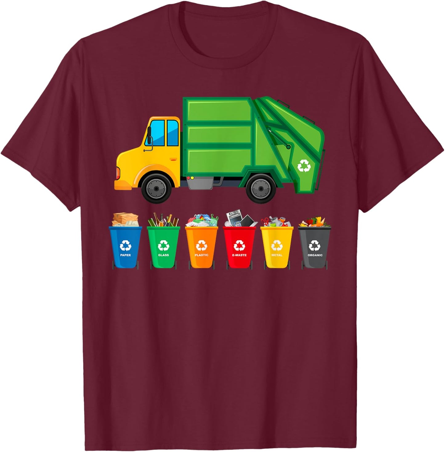 Garbage Truck Reuse Recycle Trash Collector Earth Day T-Shirt - T-Shirt | Maroon