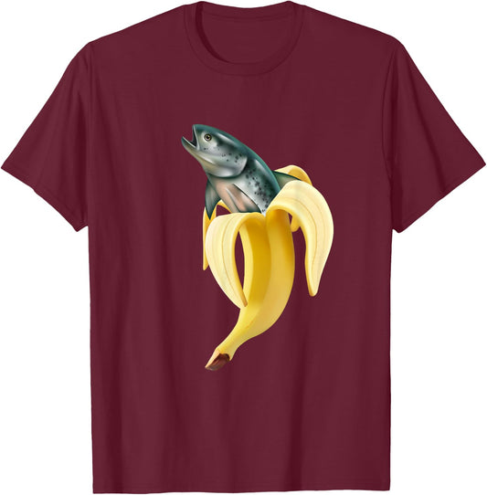Fish In Banana Funny Fishing Fisherman Angler Fishing T-Shirt - T-Shirt | Maroon