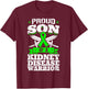 Proud Son Of A Kidney Disease Warrior CKD Awareness Ribbon T-Shirt - T-Shirt | Maroon