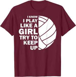 Cool Volleyball Girls Youth Volleyball Team Sports T-Shirt - T-Shirt | Maroon