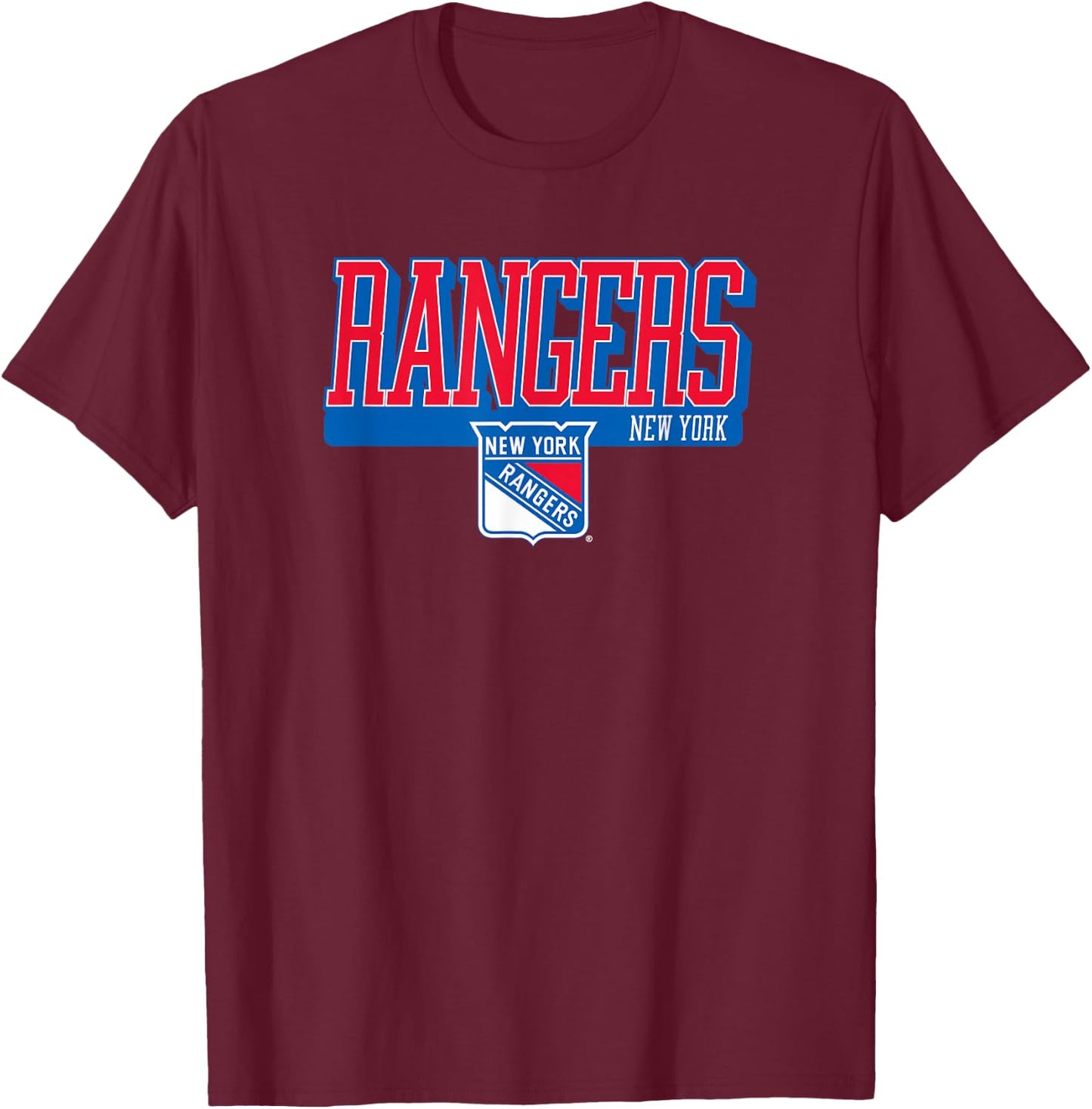 New York Rangers Officially Licensed - NHL Team Logo - Black - Adults - Short Sleeve - - Small T-Shirt - T-Shirt | Maroon