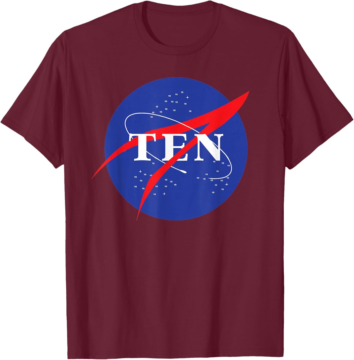 Kids Space 10th Birthday Boy Girl Astronaut Ten Year Old T-Shirt - T-Shirt | Maroon