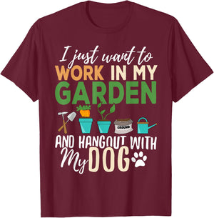 Gardening Dog Lover Gardener Garden Pet Gift Plants Men Women T-Shirt - T-Shirt | Maroon