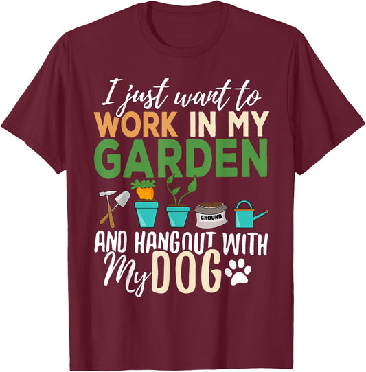 Gardening Dog Lover Gardener Garden Pet Gift Plants Men Women T-Shirt - T-Shirt | Maroon