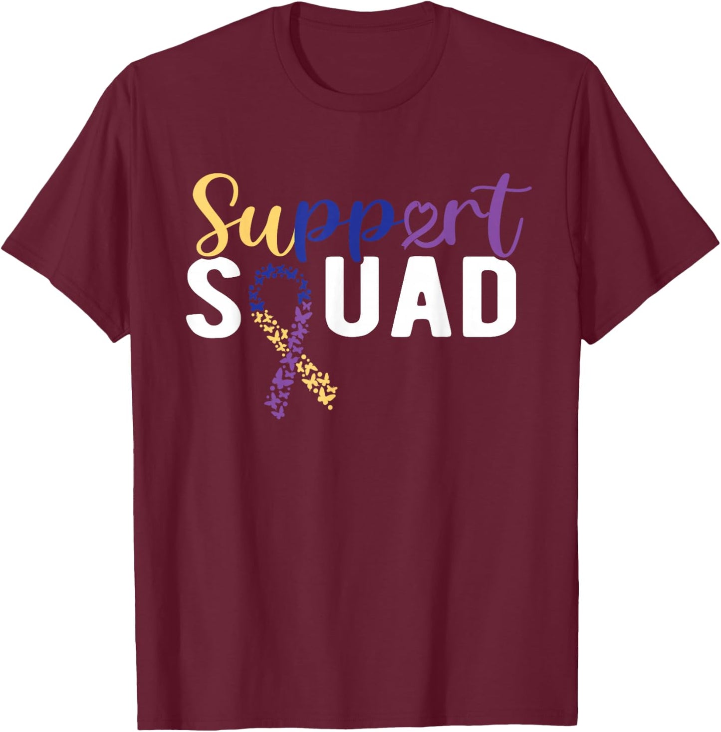 Support Squad Bladder Cancer Awareness T-Shirt - T-Shirt | Maroon