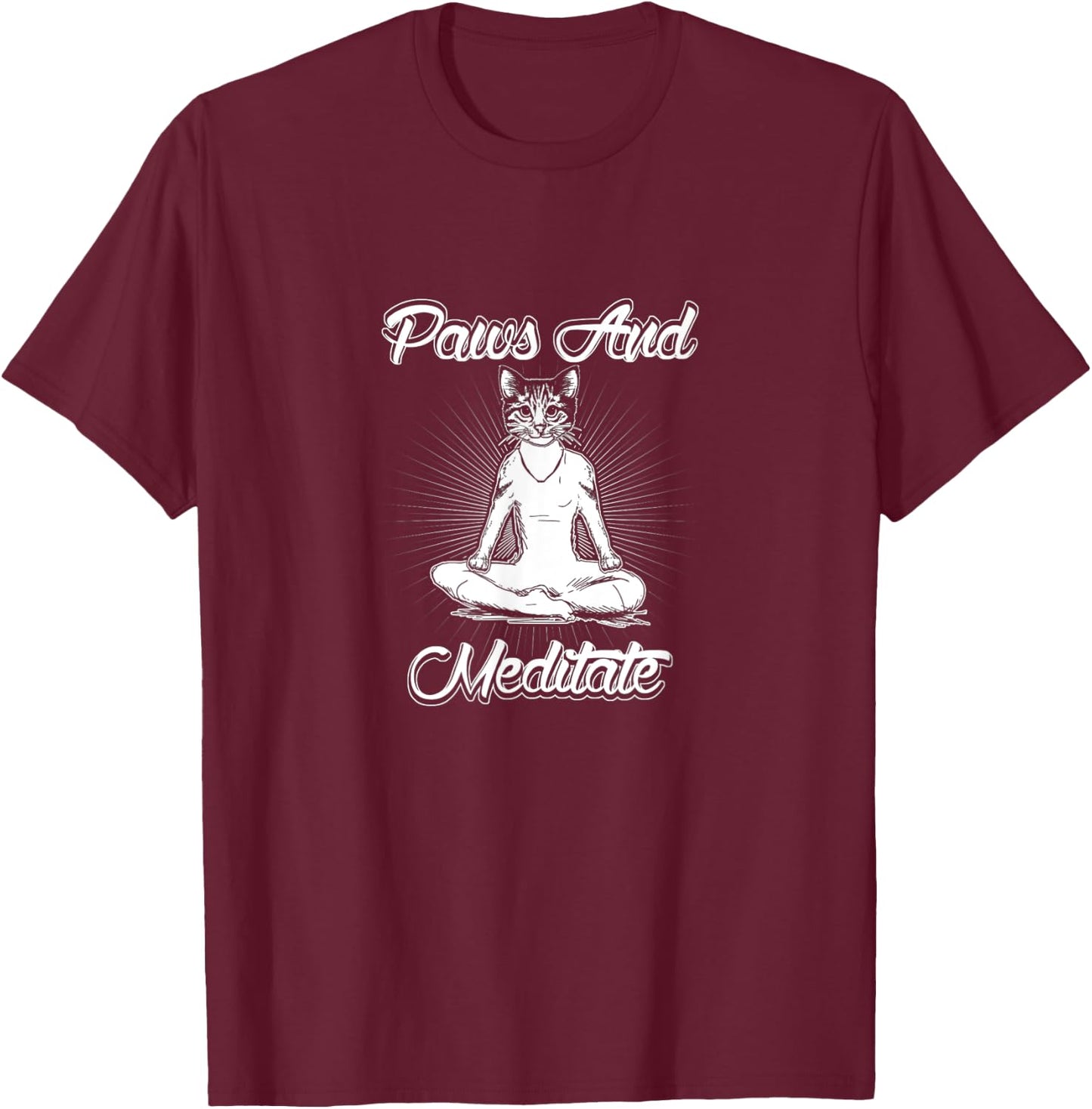 Paws And Meditate T-Shirt - T-Shirt | Maroon