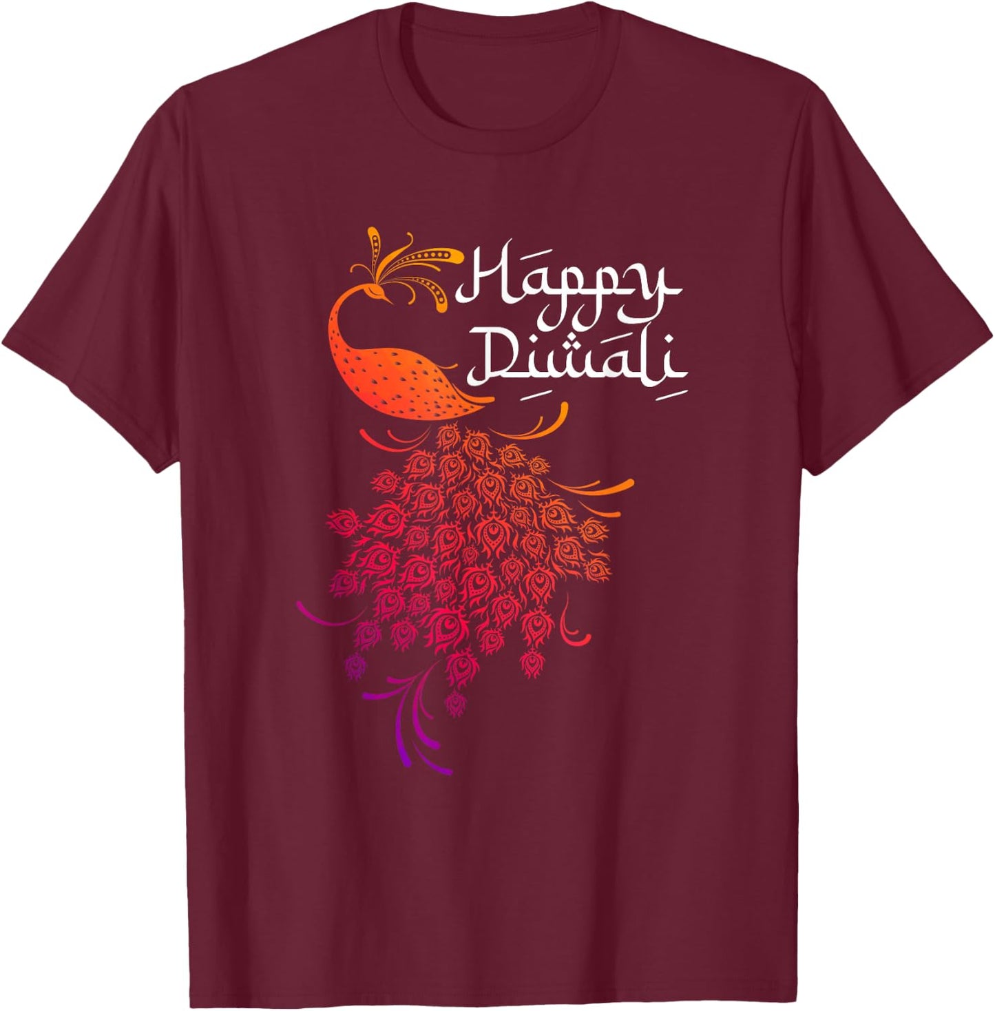 Happy Diwali Day India Indian Festival Of Lights Deepavali T-Shirt - T-Shirt | Maroon