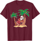 Christmas Beach Palm Tree With Xmas Lights Tropical Santa Women Kids T-Shirt - T-Shirt | Maroon