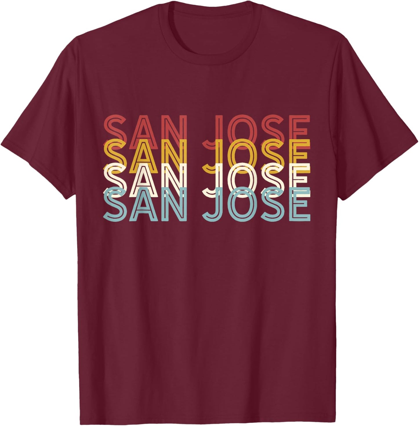 US American City 70's Retro USA - Vintage San Jose T-Shirt - T-Shirt | Maroon