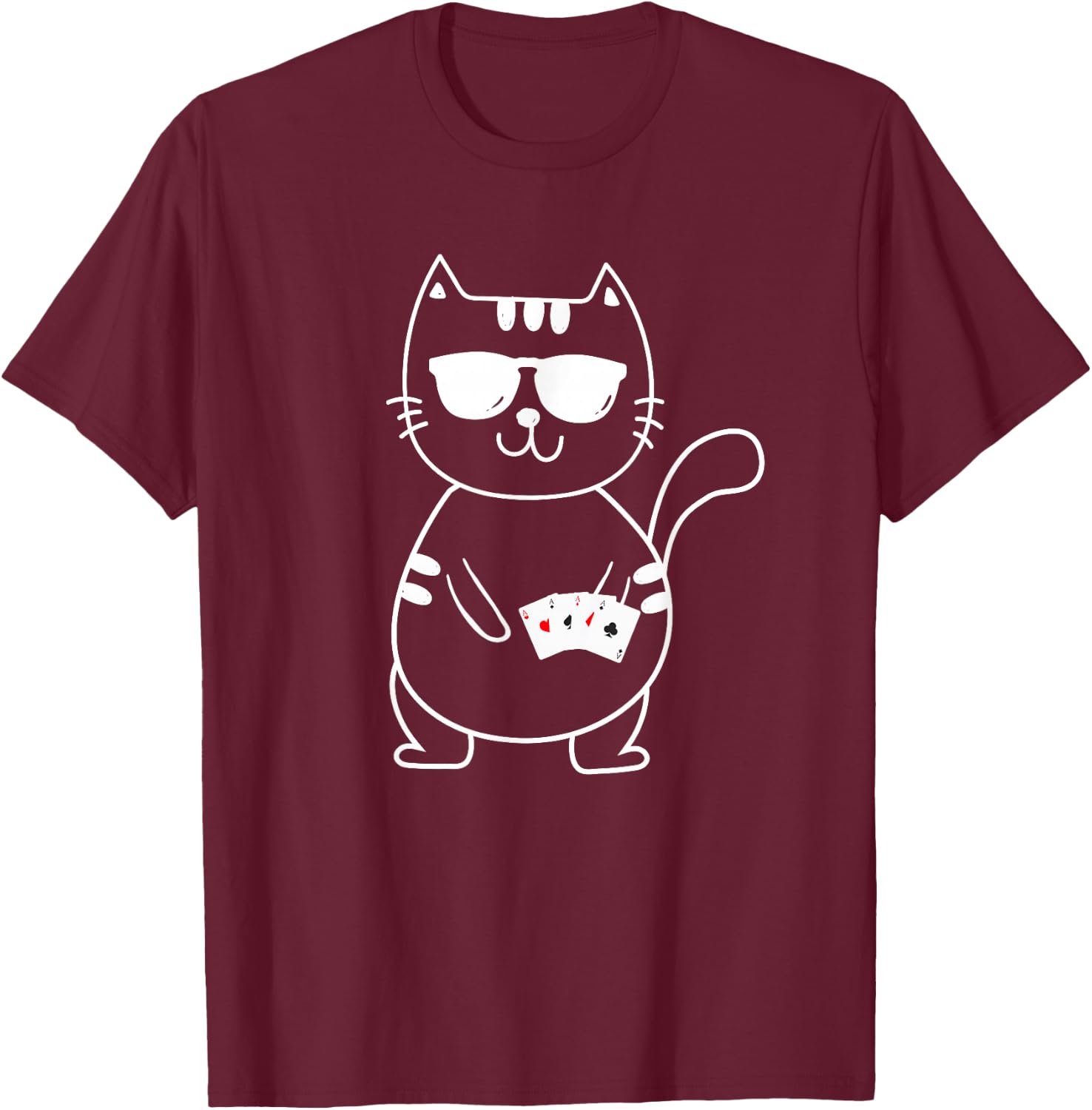 Poker Cat - Poker Texas Hold'Em Gambling Casino Gambler T-Shirt - T-Shirt | Maroon