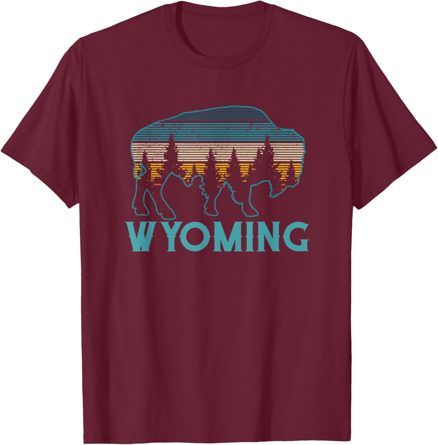 Wyoming Bison Vintage Souvenir T-Shirt - T-Shirt | Maroon