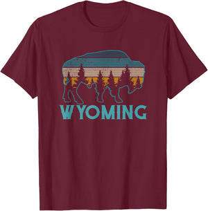 Wyoming Bison Vintage Souvenir T-Shirt - T-Shirt | Maroon