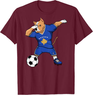 Dabbing Pitbull Kosovo Soccer Lovers Jersey Kosovar Football T-Shirt - T-Shirt | Maroon
