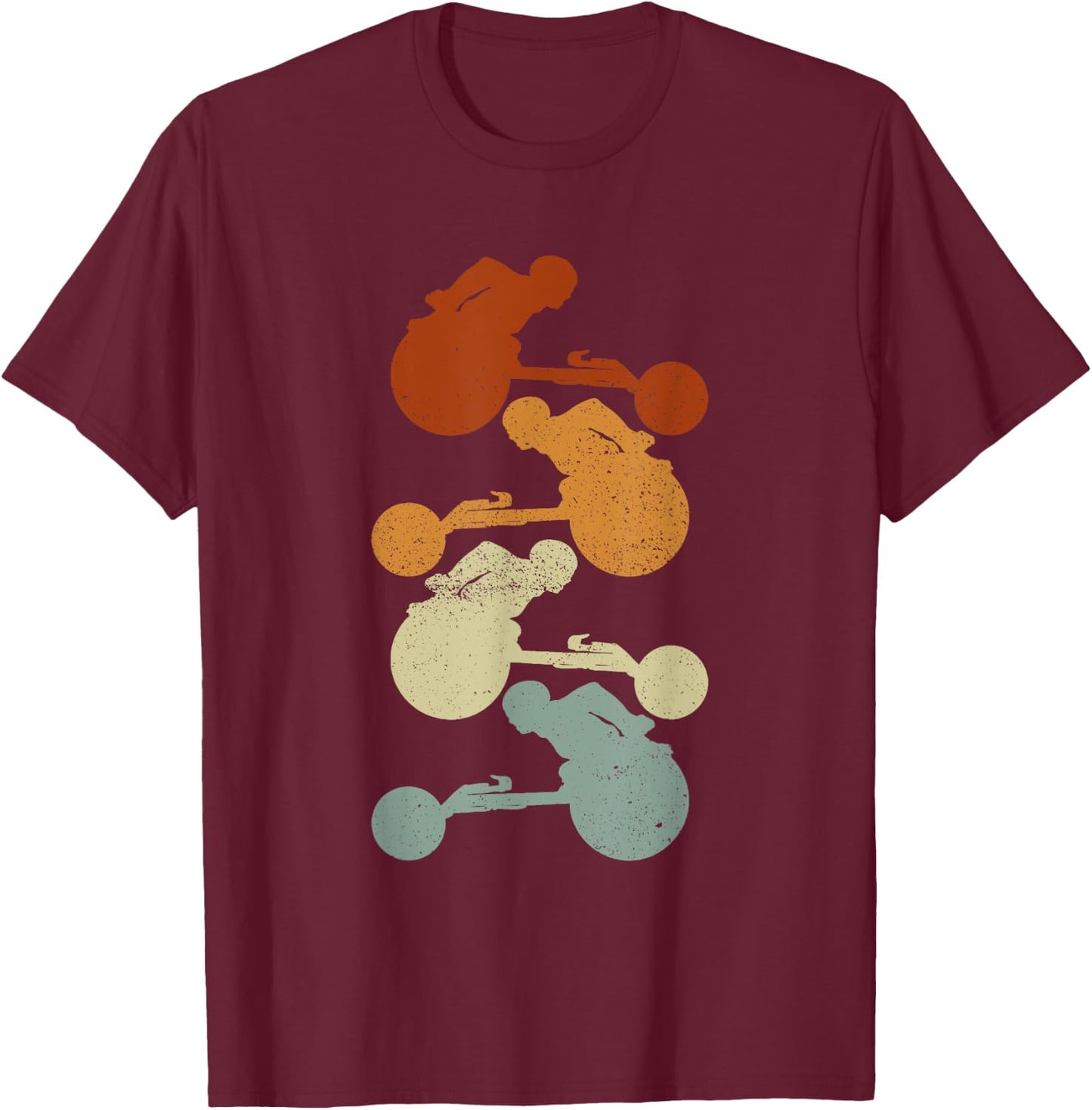 Wheelchair Marathoner Retro Colors - Wheelchair Racing T-Shirt - T-Shirt | Maroon