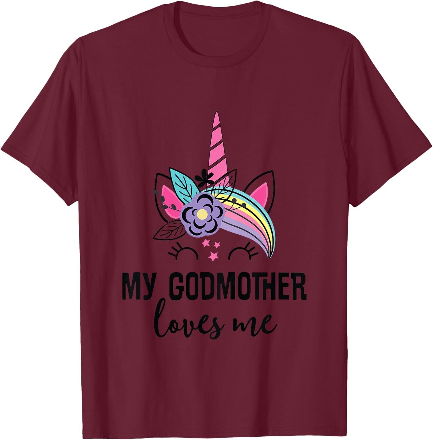 Kids My Godmother Loves Me Goddaughter Unicorn T-Shirt - T-Shirt | Maroon